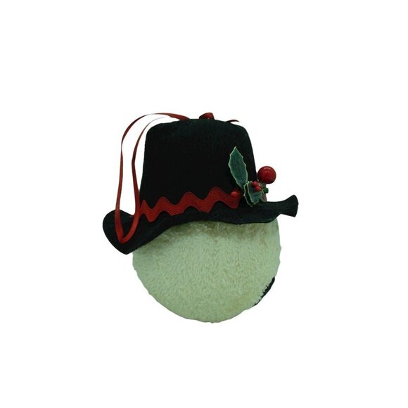 White Fuzzy Fleece Felt Fabric Hanging Snowman Christmas Ornament Tree Decor - Picture 2 of 6